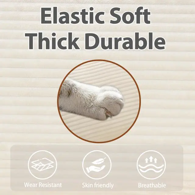 Alt view image 3 of 7 - 54" Plush Cloud Sofa: Modular Single + Ottoman Sofa with 22" Beige Chenille Cushions + 1 Throw Pillows - Compact Size for Apartment, Living Room, Bedroom (Beige)