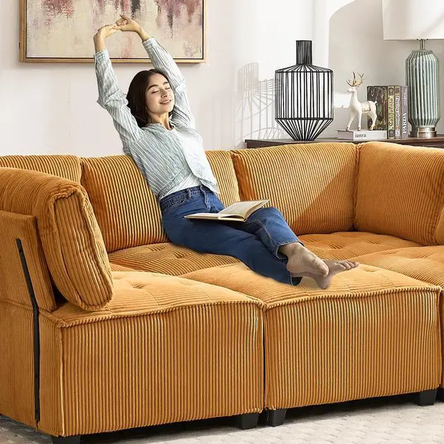 Alt view image 2 of 7 - UNITED WE WIN Modular Sectional Sofa U Shaped Modular Couch with Reversible Chaise Modular Sofa Sectional Couch,6- Seat Convertible Sofa,Fit for Living Room