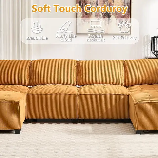 Alt view image 6 of 7 - UNITED WE WIN Modular Sectional Sofa U Shaped Modular Couch with Reversible Chaise Modular Sofa Sectional Couch,6- Seat Convertible Sofa,Fit for Living Room