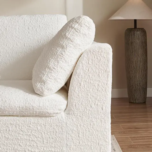 Alt view image 4 of 5 - 110" Cloud Sectional Couches for Living Room, Convertible L-Shape Couch with Ottoman, 3 Seater Modular Sectional Sofa, Warm White