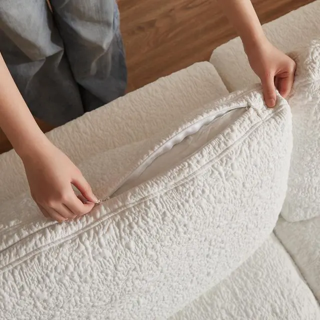 Alt view image 5 of 5 - 110" Cloud Sectional Couches for Living Room, Convertible L-Shape Couch with Ottoman, 3 Seater Modular Sectional Sofa, Warm White