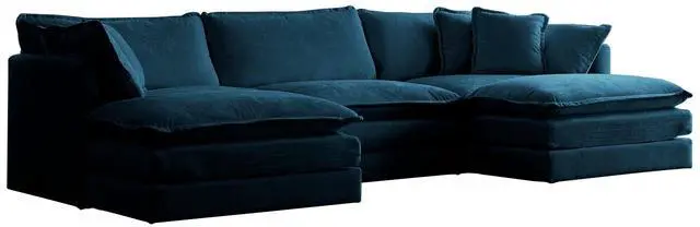 Alt view image 4 of 7 - U-Shaped Sectional Sofa w/Reversible Footrest, 5-Seater Convertible Corner Couch with 2 Ottomans ,Modern Minimalist Soft Sofa & Couch for Living Room , Blue Chenille