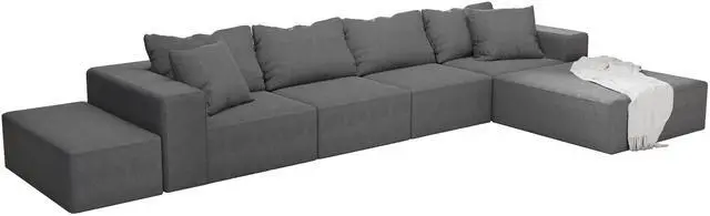 Alt view image 2 of 7 - Modern Upholstered Sectional Sofa Couch Set,Modular 132" L Shaped Sectional Living Room Sofa Set With 6 Pillows,Free Combination Sofa Couch for Living Room,Bedroom