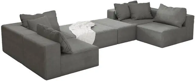 Alt view image 5 of 7 - Modern Upholstered Sectional Sofa Couch Set,Modular 132" L Shaped Sectional Living Room Sofa Set With 6 Pillows,Free Combination Sofa Couch for Living Room,Bedroom