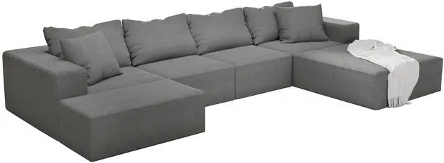 Alt view image 4 of 7 - Modern Upholstered Sectional Sofa Couch Set,Modular 132" L Shaped Sectional Living Room Sofa Set With 6 Pillows,Free Combination Sofa Couch for Living Room,Bedroom