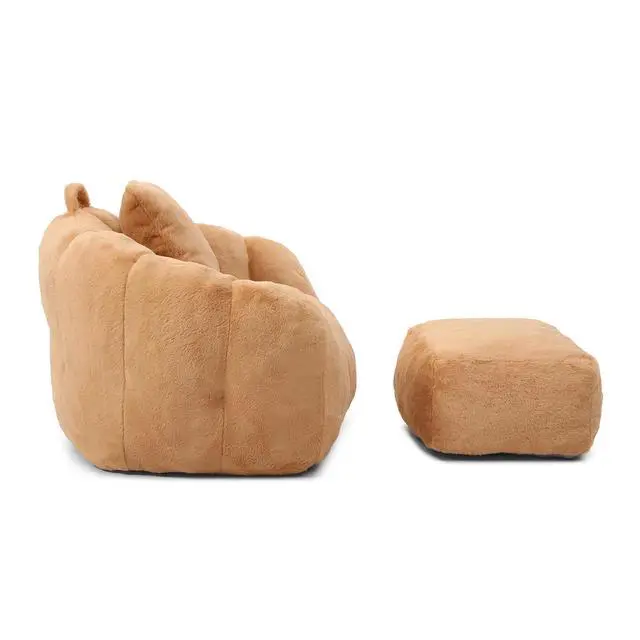 Alt view image 4 of 7 - Giant Bean Bag Chair, Oversized Bean Bag Couch for Adults and Kids, Faux Fur Shell-Shaped Large Chair with Filler, Stuffed Big Accent Sofa Lounge Floor Sofa for Gaming,Reading Living Room Bedroom