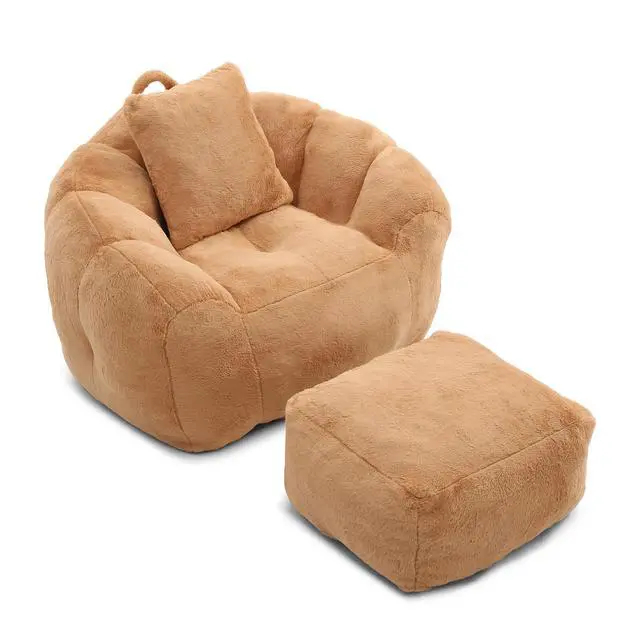 Alt view image 3 of 7 - Giant Bean Bag Chair, Oversized Bean Bag Couch for Adults and Kids, Faux Fur Shell-Shaped Large Chair with Filler, Stuffed Big Accent Sofa Lounge Floor Sofa for Gaming,Reading Living Room Bedroom