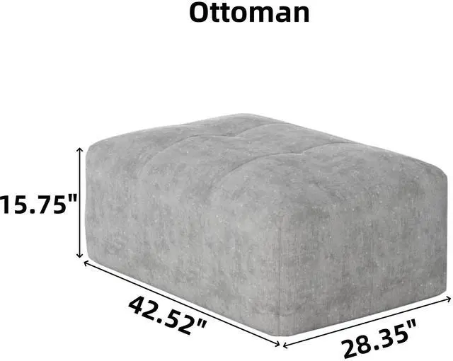 Alt view image 5 of 6 - Modern Oversized Modular Sectional Sofa,Sparkling Chenille Fabric Soft Cushion Sofa with 2 Pillows,DIY Combination Tufted Sofa,No Assembly Required