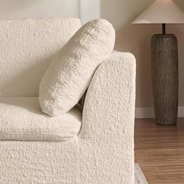 Alt view image 5 of 6 - 110" Cloud Sectional Couches for Living Room, Convertible L-Shape Couch with Ottoman, 3 Seater Modular Sectional Sofa, Warm White Beige