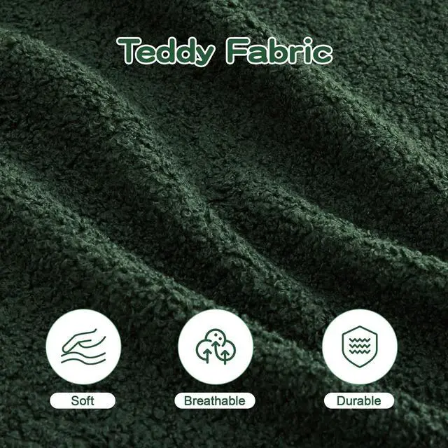 Alt view image 5 of 7 - Boneless Sofa,3 Seat High-Quality Teddy Fabric,Anti-Slip Design,No Assembly Curved Armrests Streamlined,32D High Density Sponge For Living Rooms Bedrooms Reading Nook,Green