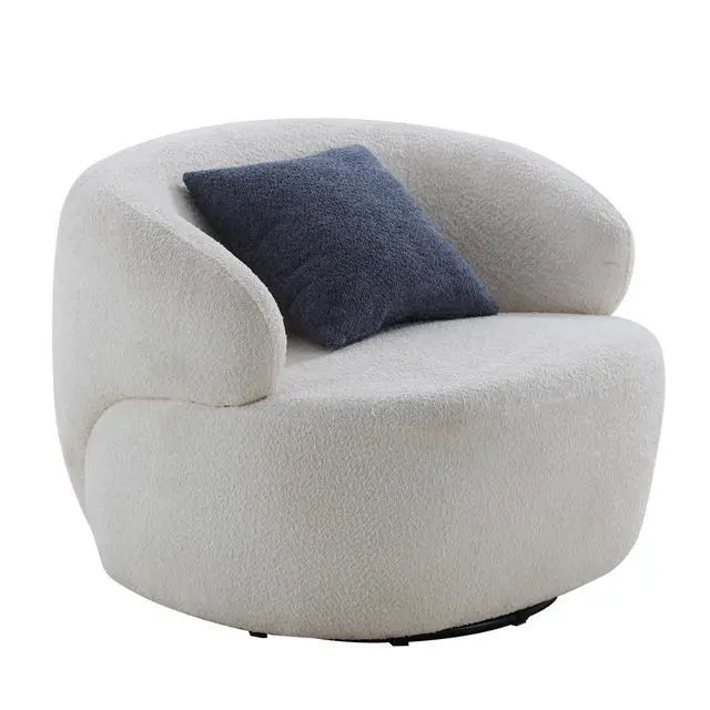 Alt view image 6 of 7 - Swivel Barrel Chair Living Room, Single Chair for Small Space Comfy Round Sofa Chair Boucle Accent Chair Circle Sherpa, Arm Chair Reading Room Chair Lounge Chair Bedroom Club