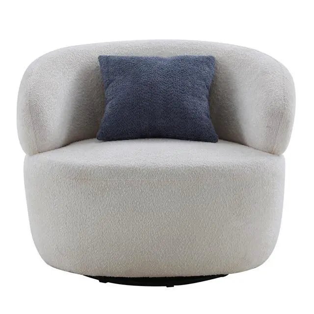 Alt view image 7 of 7 - Swivel Barrel Chair Living Room, Single Chair for Small Space Comfy Round Sofa Chair Boucle Accent Chair Circle Sherpa, Arm Chair Reading Room Chair Lounge Chair Bedroom Club