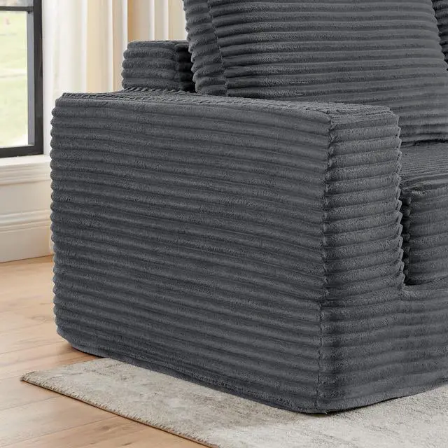 Alt view image 6 of 7 - Right sofa seat,L shape Modular Sectional Sofa, Compressed Sectional Sofa Modern Minimalist Style Corduroy Couch,Unfold into a bed, Bedroom, Comfy Compressed Sofa Couch Space-Efficient Design-Gray