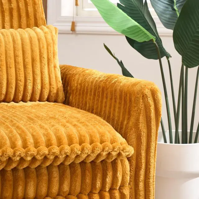 Alt view image 6 of 7 - Yellow comfortable chair for Small apartment Bedroom space Balcony Small sofa bed Lazy Small sofa with a pillo