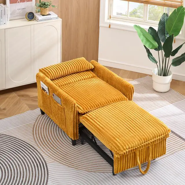 Alt view image 4 of 7 - Yellow comfortable chair for Small apartment Bedroom space Balcony Small sofa bed Lazy Small sofa with a pillo