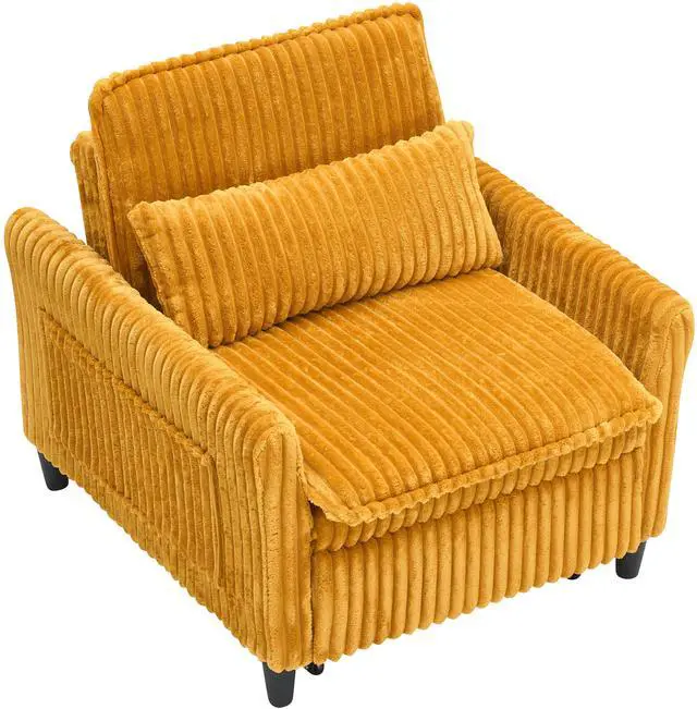 Alt view image 7 of 7 - Yellow comfortable chair for Small apartment Bedroom space Balcony Small sofa bed Lazy Small sofa with a pillo