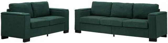 Alt view image 5 of 7 - Two Pieces 2+3 Seater Sofa Modern Style Living Room Sofa Fabric Couch,Square Arm Sofa with Cup Holder,Storage Sofa,Upholstered Polyester Green