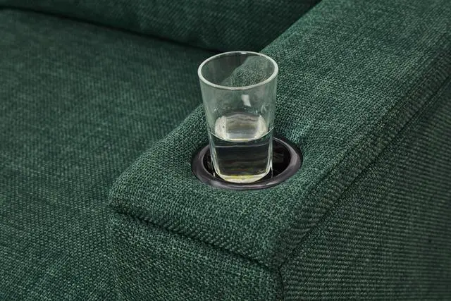 Alt view image 6 of 7 - Two Pieces 2+3 Seater Sofa Modern Style Living Room Sofa Fabric Couch,Square Arm Sofa with Cup Holder,Storage Sofa,Upholstered Polyester Green