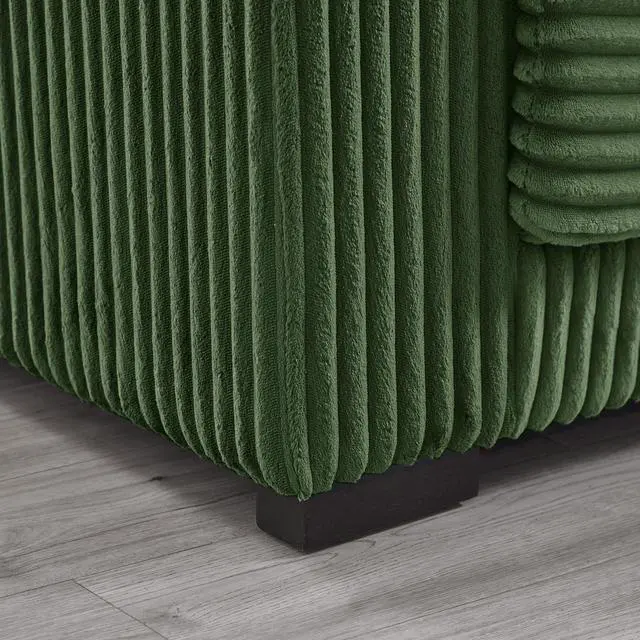 Alt view image 7 of 7 - 93" Sectional Sofa, L Shaped Sofa Couch with Reversible Chaise Lounge, Upholstered Soft Corduroy Couch for Living Room, Apartment (Green)
