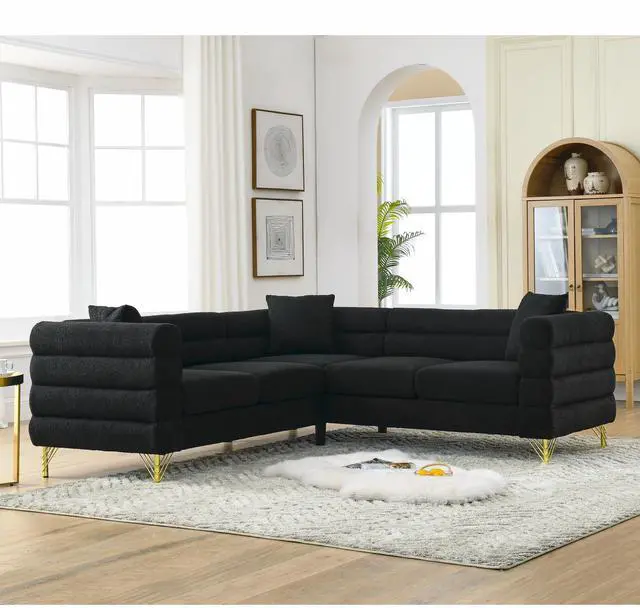 Alt view image 2 of 7 - 81.5-Inch Oversized Corner Sofa, L-Shaped Sectional Couch,   5-Seater Corner Sofas with 3 Cushions for Living Room, Bedroom, Apartment, Office