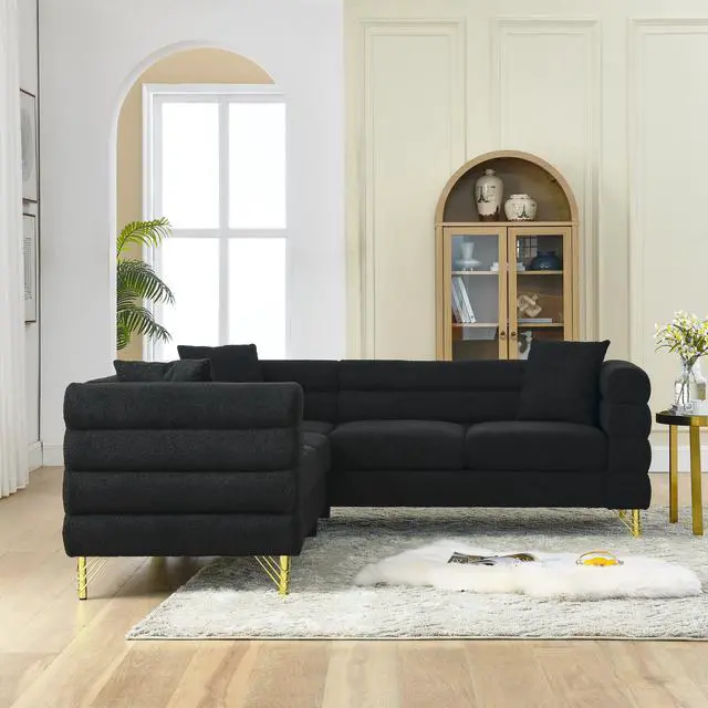 Alt view image 3 of 7 - 81.5-Inch Oversized Corner Sofa, L-Shaped Sectional Couch,   5-Seater Corner Sofas with 3 Cushions for Living Room, Bedroom, Apartment, Office