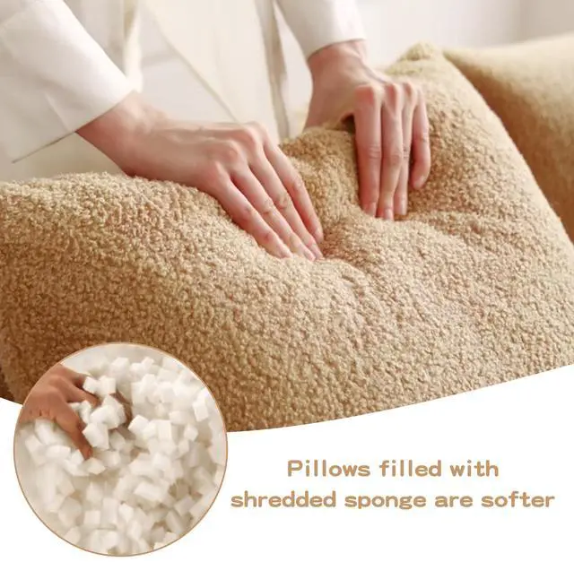 Alt view image 5 of 7 - Boneless Sofa,3 Seat High-Quality Teddy Fabric,Anti-Slip Design,No Assembly Curved Armrests Streamlined Design,Assembly Chaise 32D High Density Sponge For Living Rooms Bedrooms,Camel