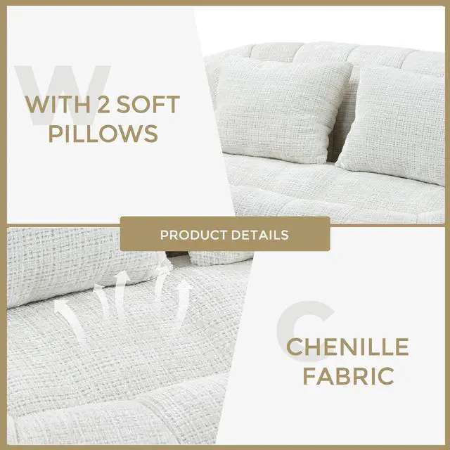 Alt view image 3 of 5 - Bean Bag sofa Lazy Sofa Durable Comfort Lounger High Back Bean Bag Chair Couch for Adults and Kids, Indoor & Outdoor, Accent Floor Soft Lounge Chair  (Beige chenille)