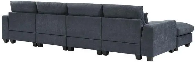 Alt view image 5 of 7 - U_Style Modern Large L-Shape Feather Filled Sectional Sofa,  Convertible Sofa Couch with Reversible Chaise for Living Room