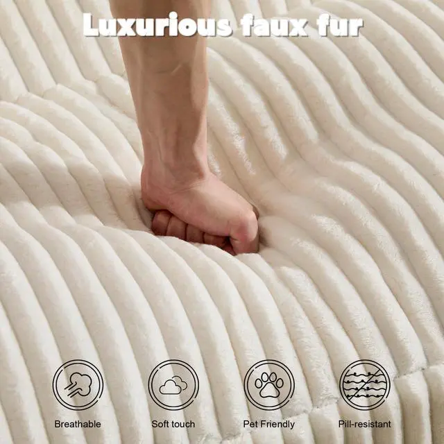 Alt view image 5 of 7 - Double Chaise Lounge Chair Indoor,Oversized Upholstered Sleeper Cloud Couch,Deep Seat Luxury Sofa Bed,Sectional Sofa Chaise Love-seat,Corduroy Reading Chair for Living Room,No Assembly Required,White