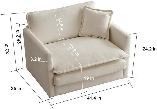 Alt view image 7 of 7 - 2-Piece Upholstered Sofa, Living Room Sectional Sofa Set Modern Sofa Couches Set , Deep Seat Sofa for Living Room Apartment, 1+3 Seat Beige Chenille