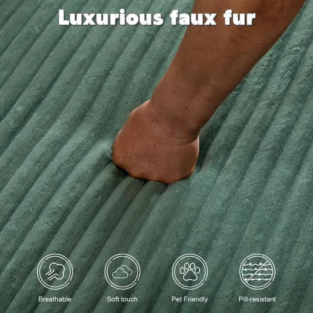 Alt view image 5 of 7 - Oversized Chaise Lounge Chair Cozy Cloud Couch, Modern Plush Corduroy Upholstered Sleeper Sofa Daybed with 3 Throw Pillows and Wide Armrest for Living Room, No Assembly Required,Green