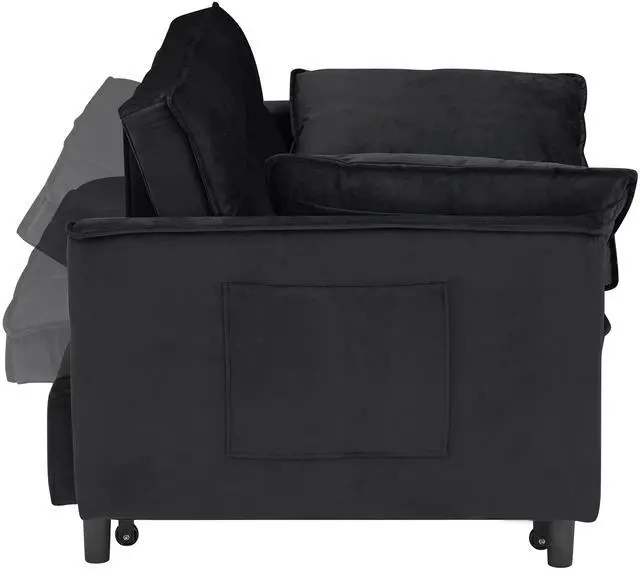 Main image of Modern velvet sofa, sofa pull-out bed, small love seat casual sofa with back, with pillow, pockets, living room furniture, 3 in 1 convertible sleep sofa bed.