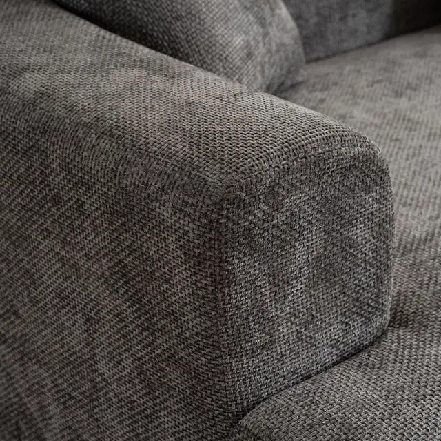 Alt view image 6 of 7 - Modern style curved sofa, soft cushioned corduroy sofa with 3 pillows, living room cream white super smooth curved fabric sofa Gray