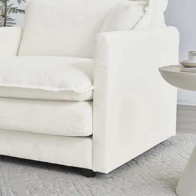 Alt view image 5 of 7 - U-Shaped Sectional Sofa w/Reversible Footrest, 5-Seater Convertible Corner Couch with 2 Ottomans ,Modern Minimalist Soft Sofa & Couch for Living Room , White