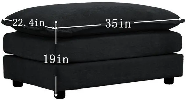 Alt view image 7 of 7 - U-Shaped Sectional Sofa w/Reversible Footrest, 5-Seater Convertible Corner Couch with 2 Ottomans ,Modern Minimalist Soft Sofa & Couch for Living Room , Black Chenille