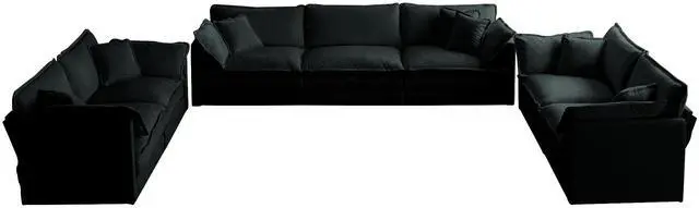 Alt view image 7 of 7 - 3 Piece Sofa Set Oversized Sofa Comfy Sofa Couch, 2 Pieces of 2 Seater and 1 Piece of 3 Seater Sofa  for Living Room, Deep Seat Sofa Black Chenille