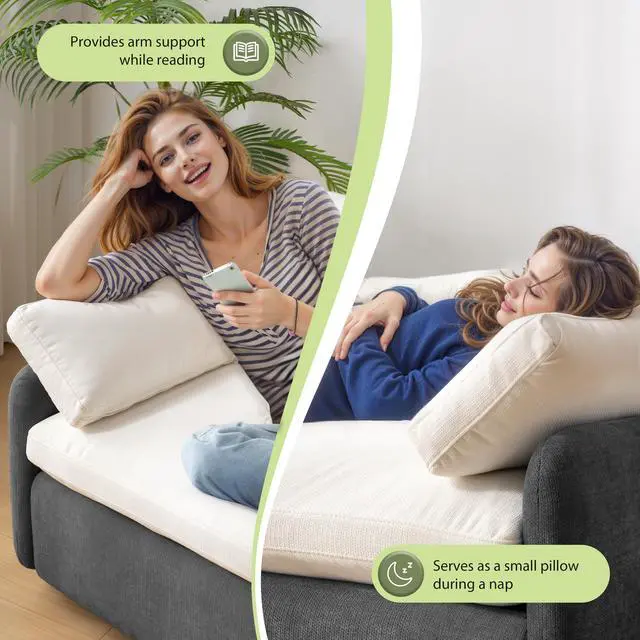 Alt view image 6 of 7 - [Video]50*43" Oversized Chenille Single Sofa Chair,Wide and Deep Seat Accent Chair,Modern Upholstered Comfy Armchair,Color Blocking Couch Lounge with Pillows for Living Room,Apartment,Bedroom,7 Colors