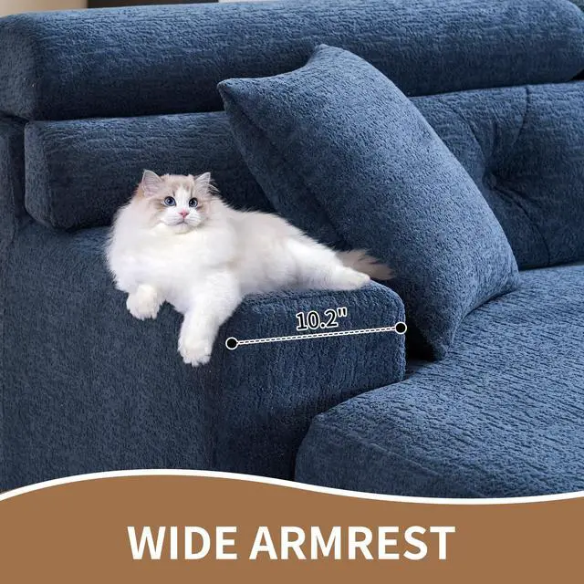 Alt view image 6 of 6 - 105'' Cloud Sectional Couch with L-Shape Chaise,Modern Modular Sofa with Deep Seat, Boneless Sofa for Living Room Bedroom,No Assembly Required,Blue.