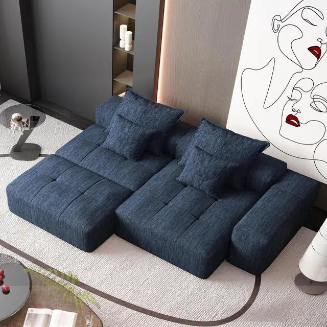 Alt view image 4 of 7 - Modern Oversized Modular Sectional Sofa with Ottoman,seat,chaise lounge and armrest,Sparkling Chenille Fabric Soft Cushion Sofa with 4 Pillows,4 PCS DIY Combination Tufted Sofa,No Assembly Required