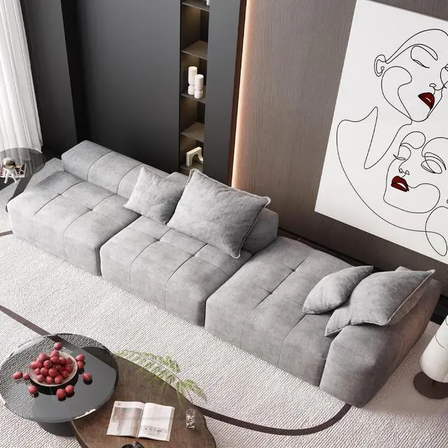 Alt view image 7 of 7 - Modern Oversized Modular Sectional Sofa with Ottoman,seat,chaise lounge and armrest,Sparkling Chenille Fabric Soft Cushion Sofa with 4 Pillows,4 PCS DIY Combination Tufted Sofa,No Assembly Required