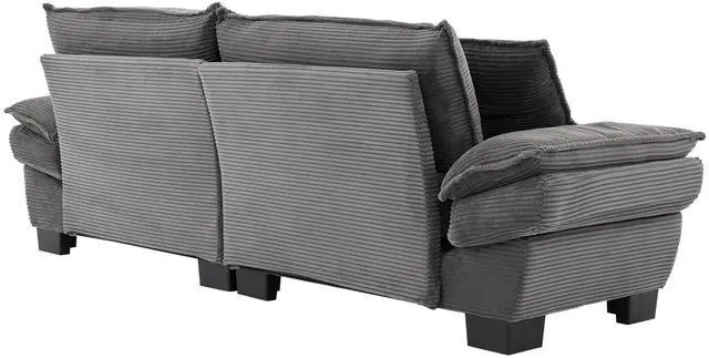 Alt view image 7 of 7 - Corduroy Sofa Sleeper Couch Loveseat Sofa with Pillows Comfy Upholstered Deep Seat Sofa for Bedroom,Living Room,Apartment,Office,Dorm-Grey Corduroy