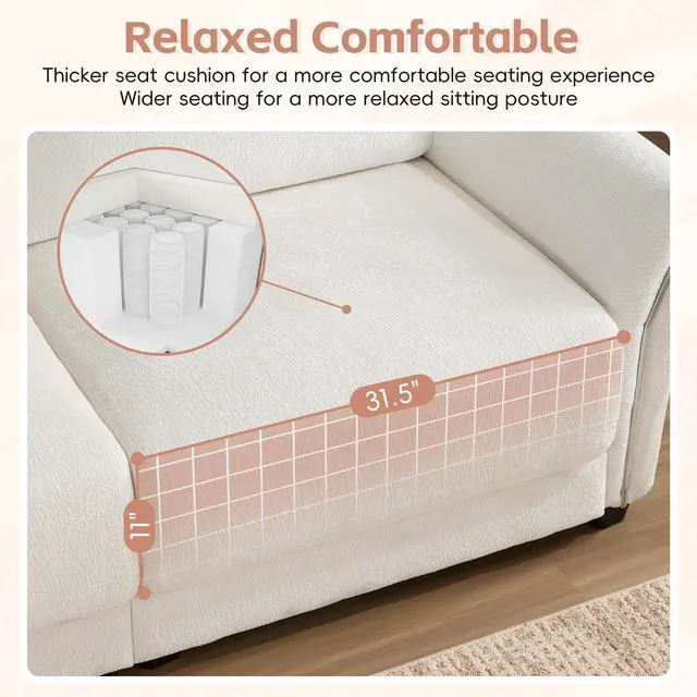 Alt view image 6 of 7 - [VIDEO]110" Modular Sectional Sofa, L-Shape with Extra-Wide Seat Cushion, USB and Type-C Charger, Petal Armrest Design, High Density Foam, Free Movement Ottoman, Wood Frame, Chenille, 4 Seat, 3 Colors