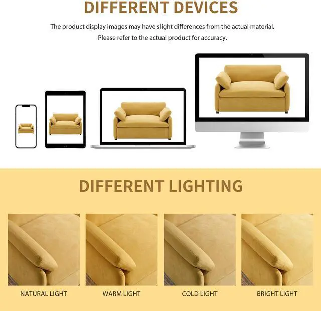 Alt view image 6 of 7 - [Video]50*43" Oversized Chenille Single Sofa Chair,Wide and Deep Seat Accent Chair,Modern Upholstered Comfy Armchair,Color Blocking Couch Lounge with Pillows for Living Room,Apartment,Bedroom,7 Colors