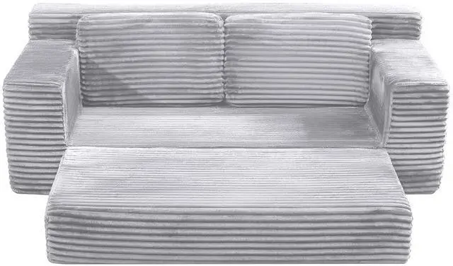 Alt view image 6 of 7 - Corduroy Cloud Double Sofa, 2-in-1 Convertible Sofa Bed, Comfortable Boneless Double Sofa, Suitable for Living Room, Apartment, Small Space Grey