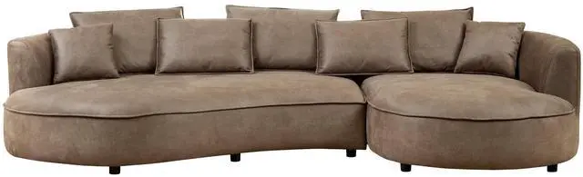 Alt view image 2 of 7 - 128.74 Inch Modern Sectional Curved Sofa Couch for Living Room,Leathaire Upholstered 5-Seat Sofa Couch, Technology Cloth Couch Set for Apartment Office,Brown