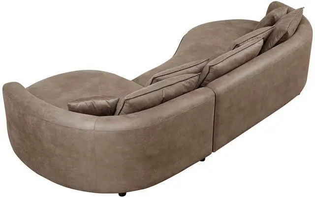 Alt view image 4 of 7 - 128.74 Inch Modern Sectional Curved Sofa Couch for Living Room,Leathaire Upholstered 5-Seat Sofa Couch, Technology Cloth Couch Set for Apartment Office,Brown