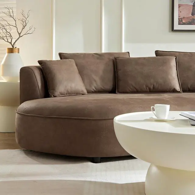 Alt view image 7 of 7 - 128.74 Inch Modern Sectional Curved Sofa Couch for Living Room,Leathaire Upholstered 5-Seat Sofa Couch, Technology Cloth Couch Set for Apartment Office,Brown