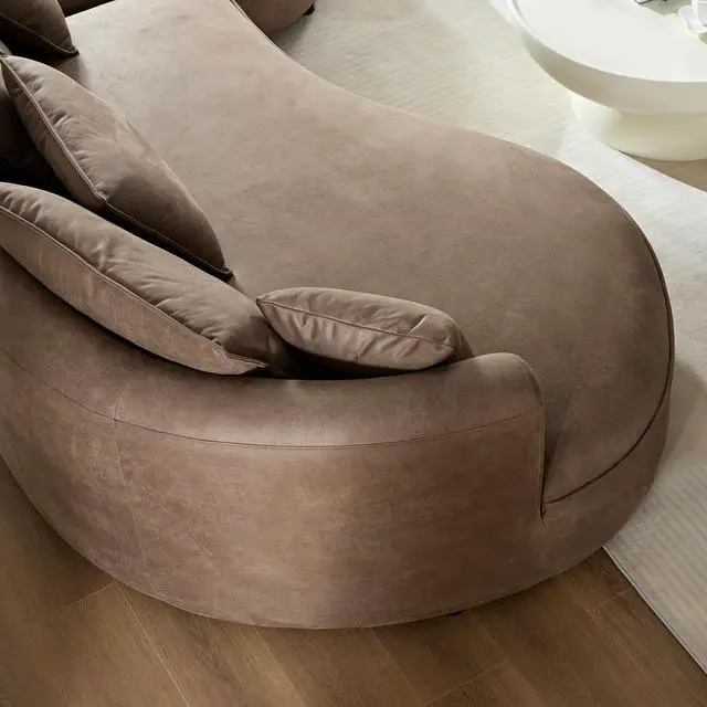 Alt view image 5 of 7 - 128.74 Inch Modern Sectional Curved Sofa Couch for Living Room,Leathaire Upholstered 5-Seat Sofa Couch, Technology Cloth Couch Set for Apartment Office,Brown