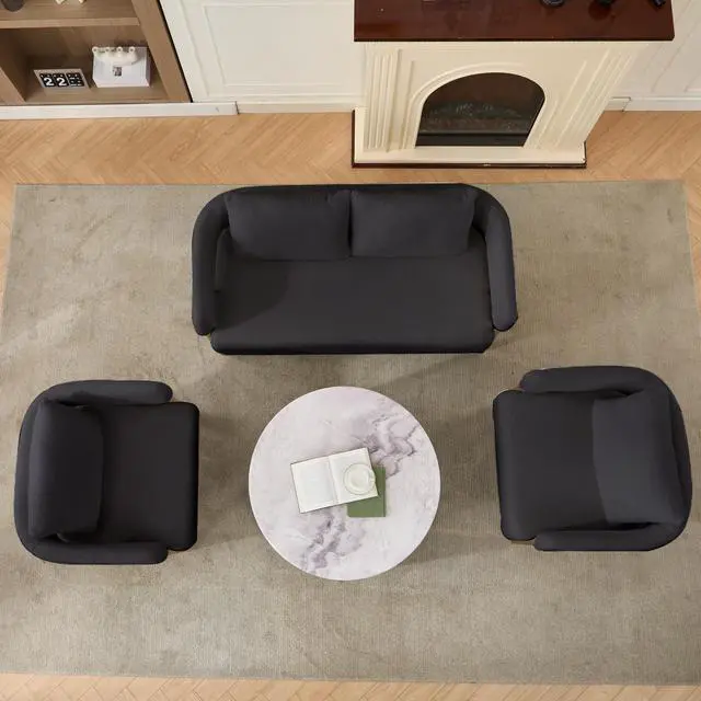 Alt view image 4 of 7 - TS Modern decorative chair, living room side chair with gold metal legs, no wheels, suitable for dressing area, reception room, office,Teddy fleece upholstered metal foot sofas Black