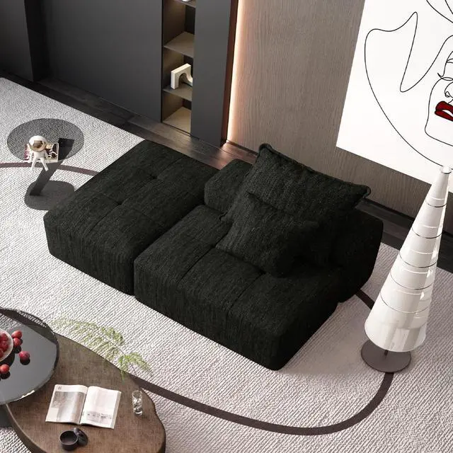 Main image of Modern Oversized Modular Sectional Sofa,Sparkling Chenille Fabric Soft Cushion Sofa with 2 Pillows,DIY Combination Tufted Sofa,No Assembly Required